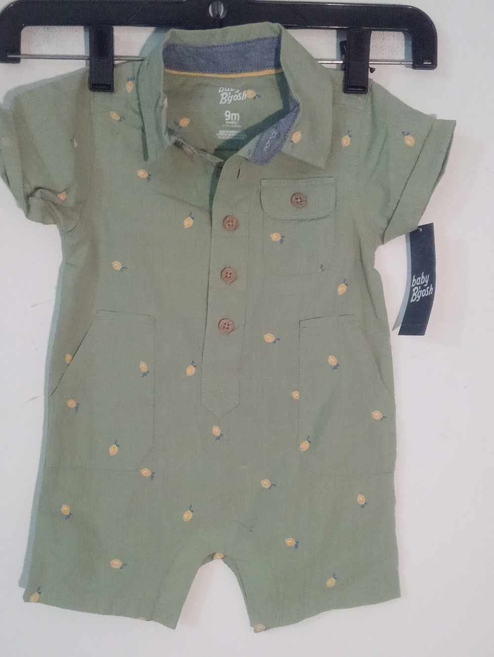 Baby B'Gosh Green Short Sleeve Romper with Lemons 9M NWT $30